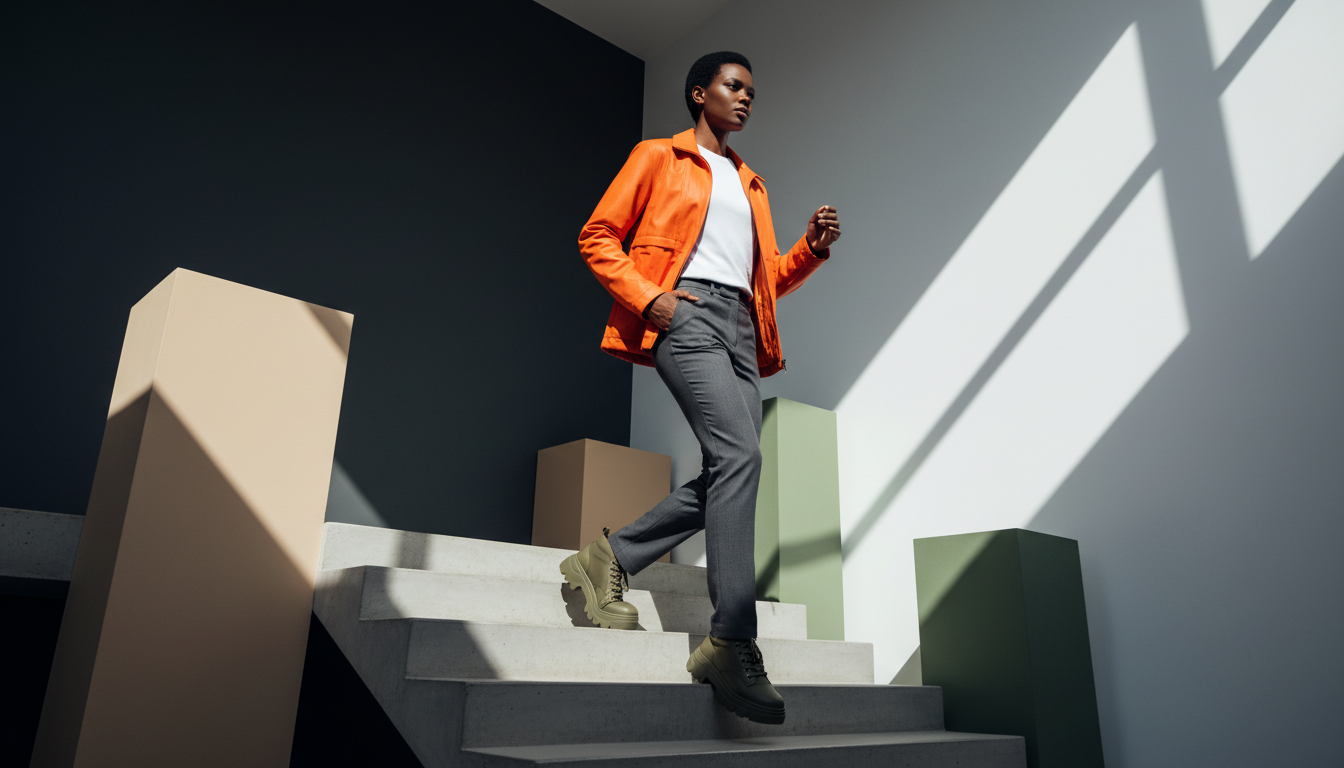 leather jacket with a casual pant