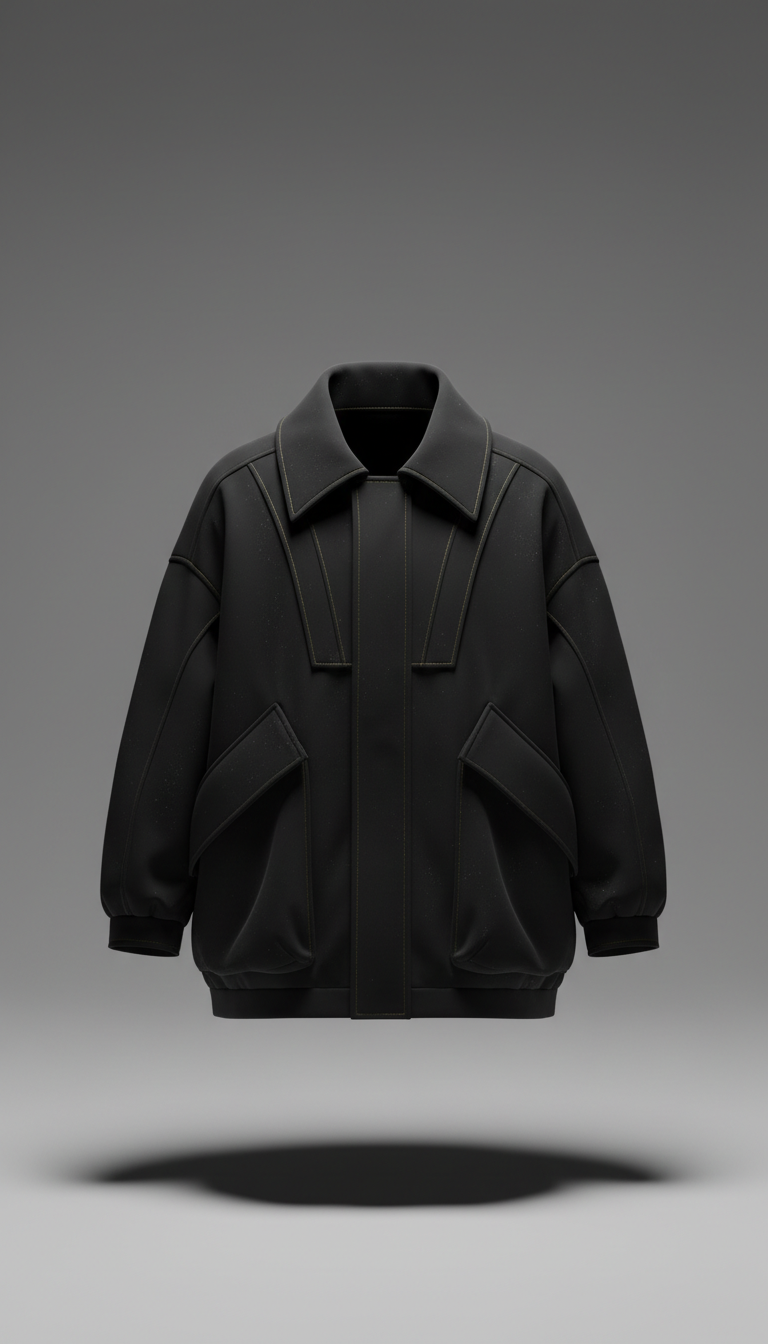 Matte-Black Oversized Streetwear Jacket