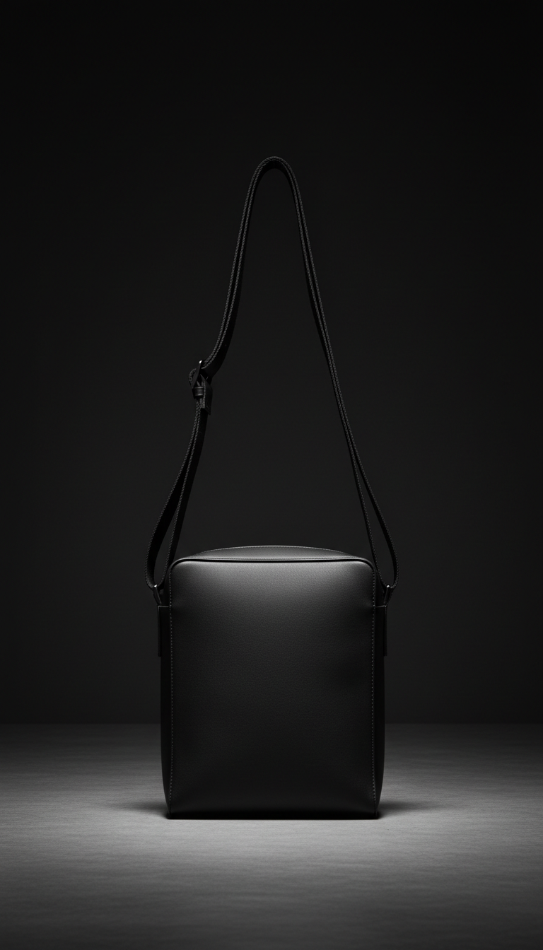 Matte-Black Technical Leather Crossbody Bag