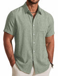 COOFANDY Mens Button Down Shirt Short Sleeve Casual Shirts Summer Beach Textured Shirts with Pocket