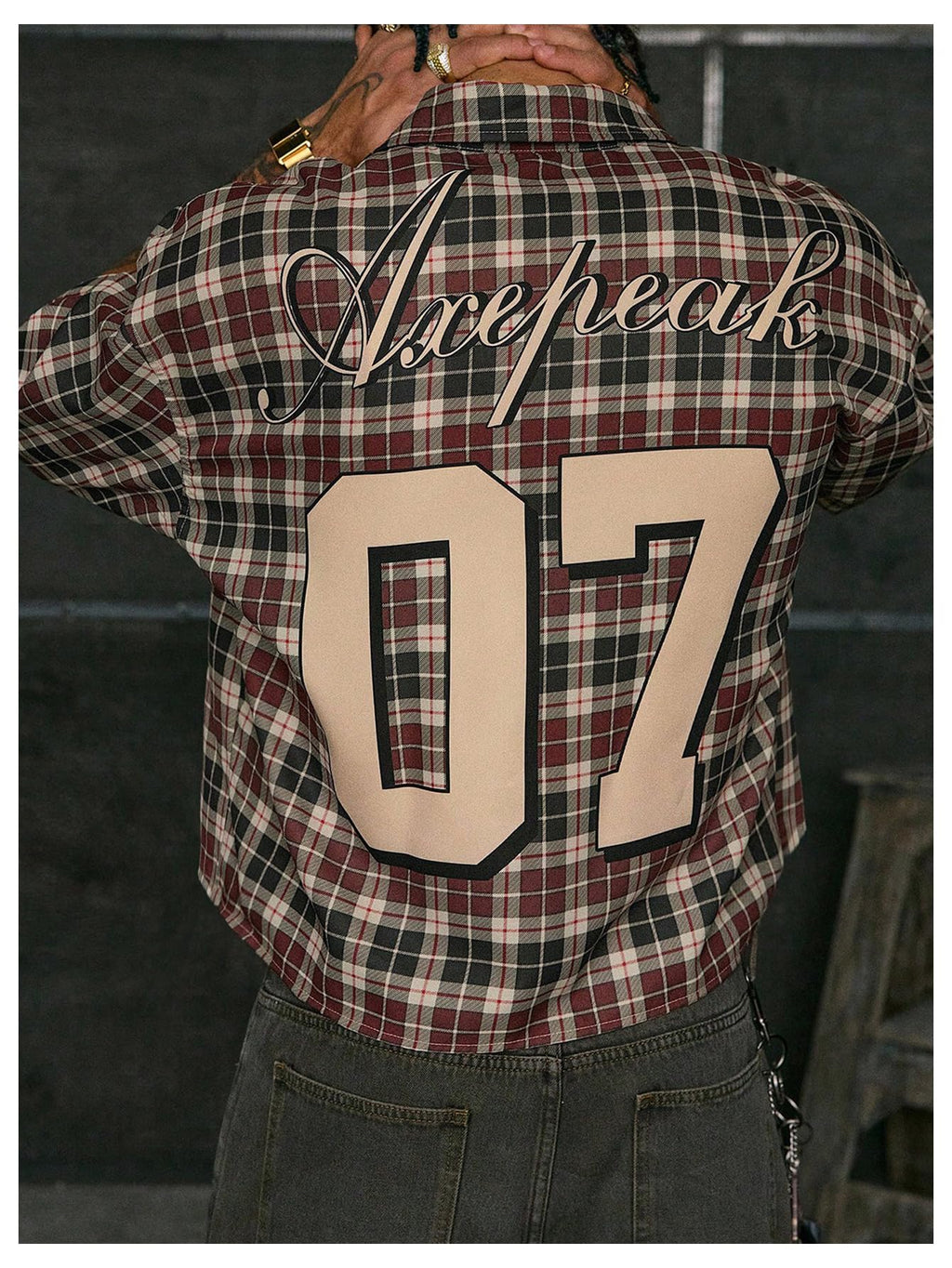 GORGLITTER Men's Gingham Cropped Shirt Button Up Number Graphic Boxy Short Sleeve Vacation Crop Tee Tops Streetwear