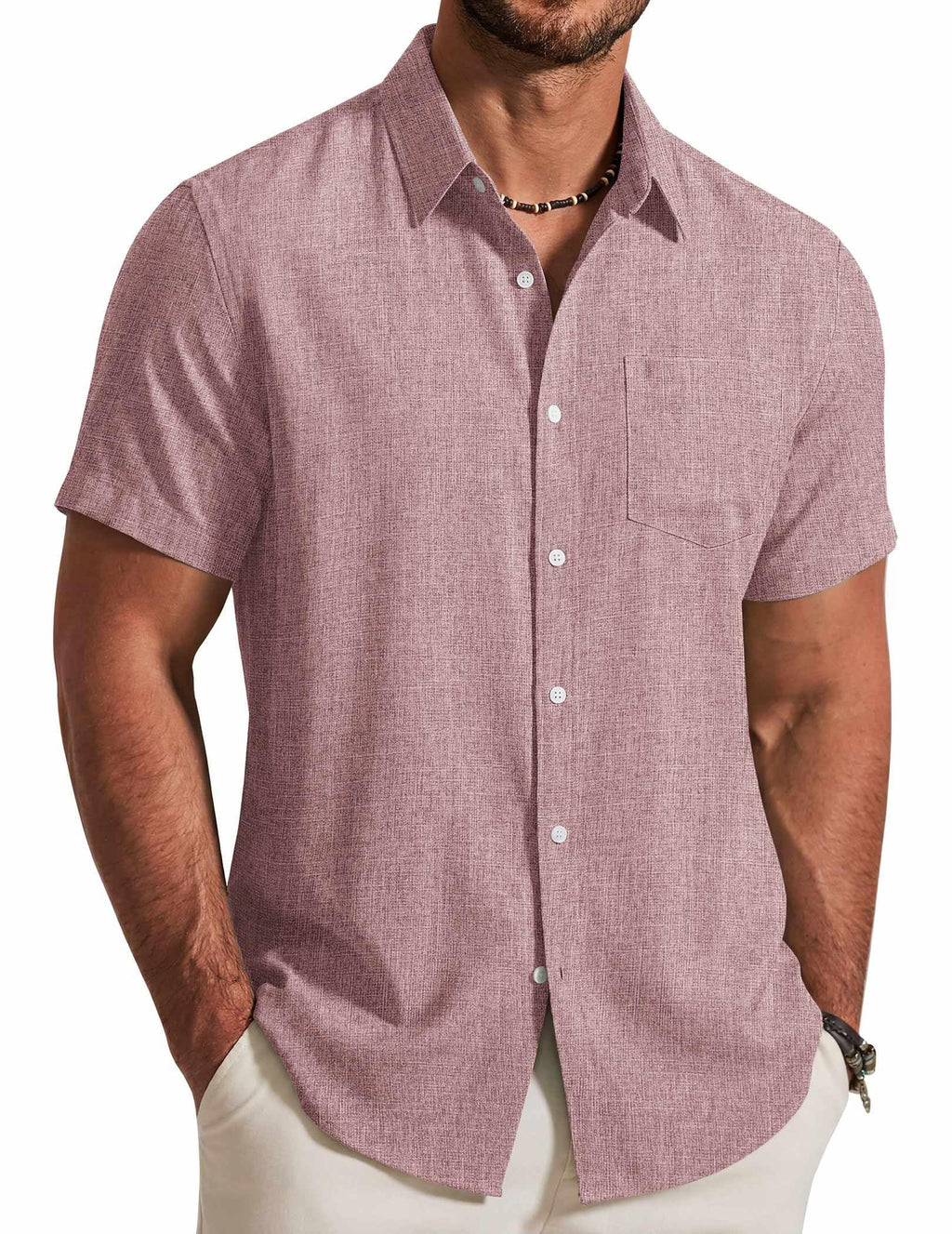 COOFANDY Mens Button Down Shirt Short Sleeve Casual Shirts Summer Beach Textured Shirts with Pocket