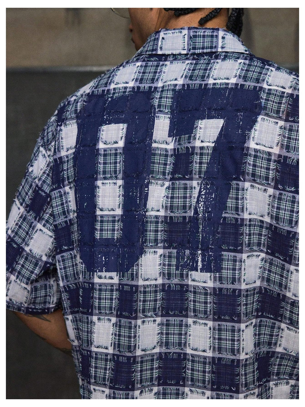 GORGLITTER Men's Gingham Cropped Shirt Button Up Number Graphic Boxy Short Sleeve Vacation Crop Tee Tops Streetwear