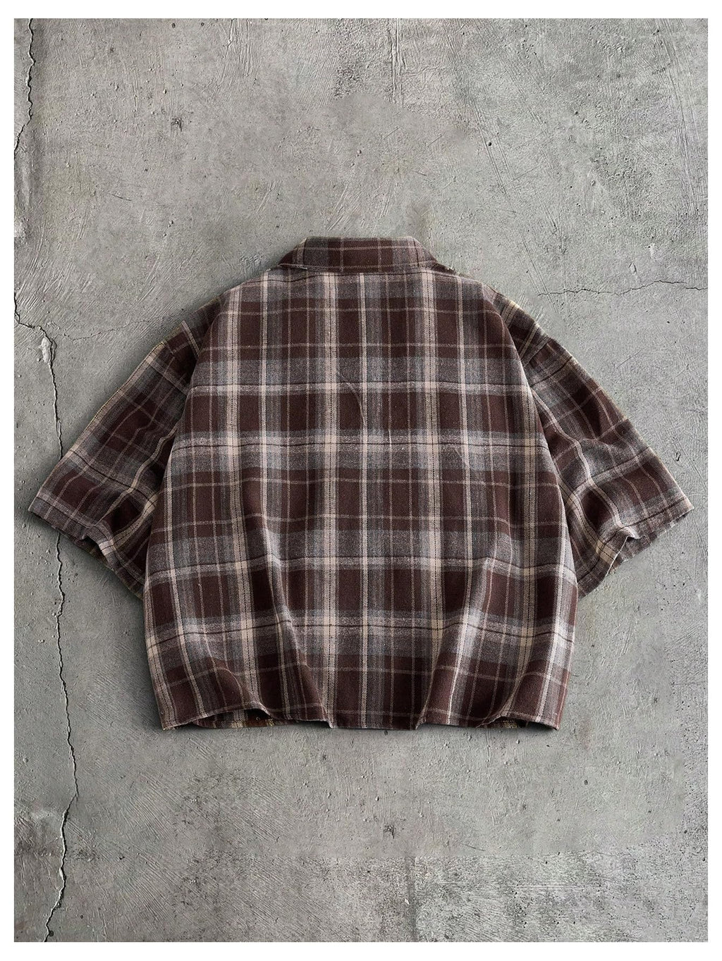 GORGLITTER Men's Gingham Cropped Shirt Button Up Number Graphic Boxy Short Sleeve Vacation Crop Tee Tops Streetwear