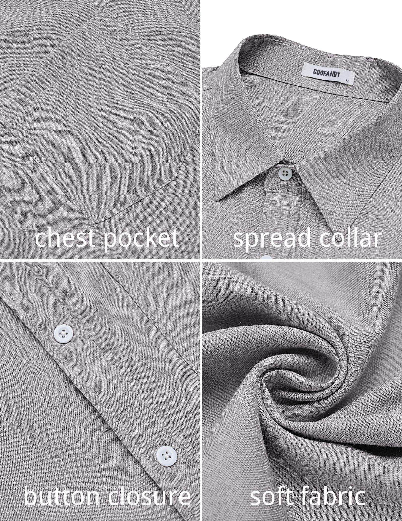 COOFANDY Mens Button Down Shirt Short Sleeve Casual Shirts Summer Beach Textured Shirts with Pocket