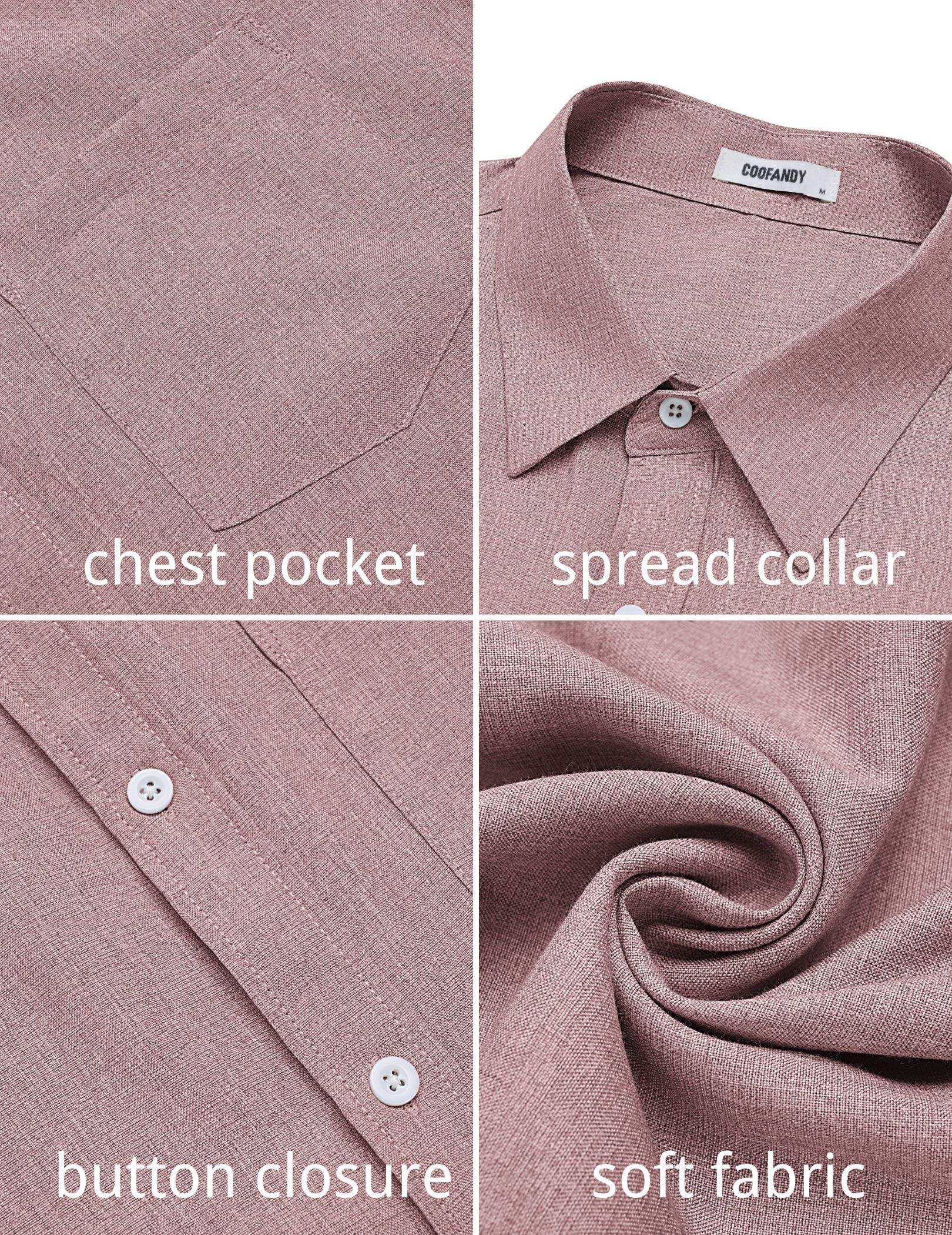 COOFANDY Mens Button Down Shirt Short Sleeve Casual Shirts Summer Beach Textured Shirts with Pocket