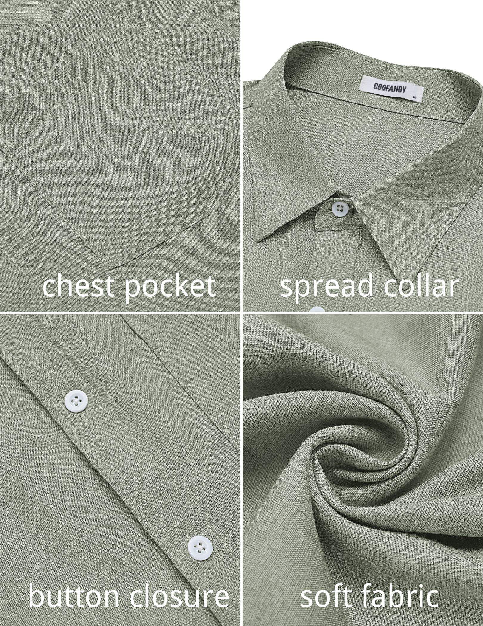 COOFANDY Mens Button Down Shirt Short Sleeve Casual Shirts Summer Beach Textured Shirts with Pocket