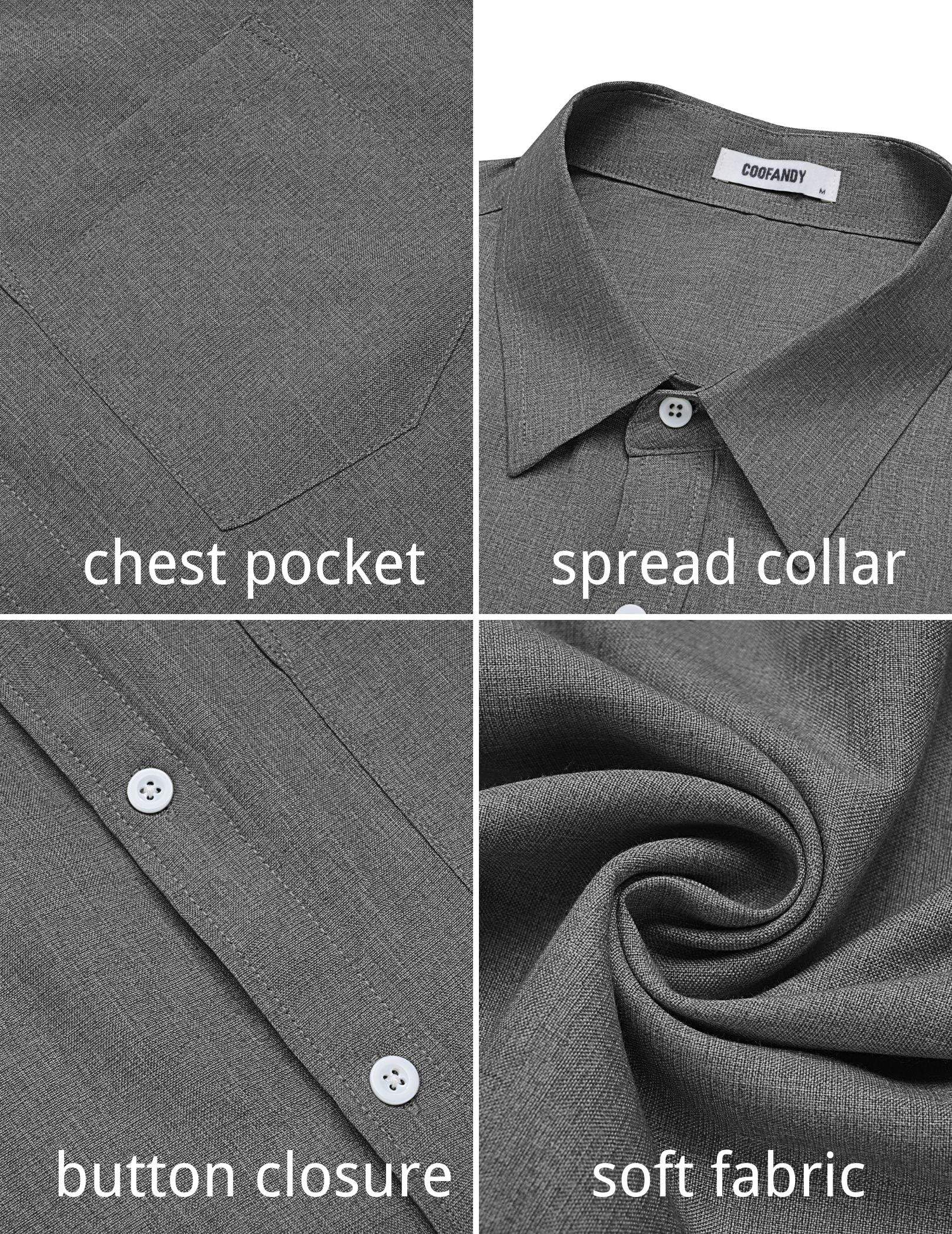 COOFANDY Mens Button Down Shirt Short Sleeve Casual Shirts Summer Beach Textured Shirts with Pocket