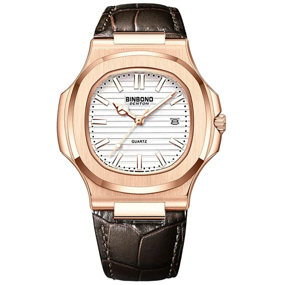 Casual Business New Blue Leather Man Clock Men Luxury Watch Automatic Watches Mens Fashion Quartz Wristwatches Montre Homme 2026