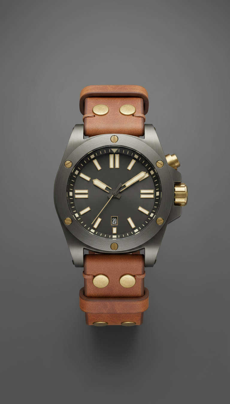 Leather And Metal Statement Watch